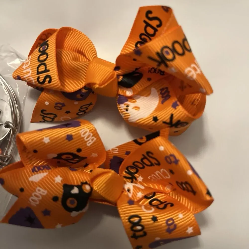 Adorable Kids Girls Halloween Hair Bows And Bracelet Set New Adorable
